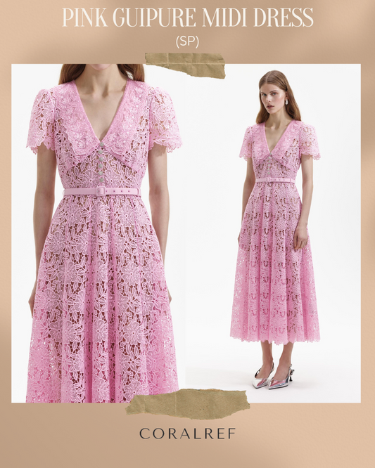 SP Pink Guipure Midi Dress