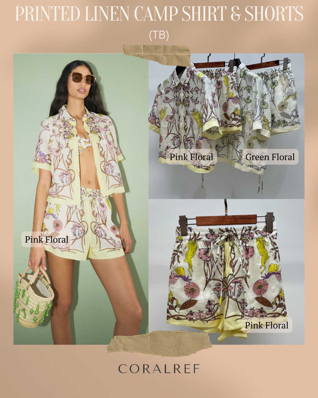 TB Printed Camp Linen Shirt & Shorts Set