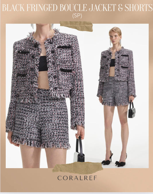 SP Black Fringed Boucle Jacket & Shorts