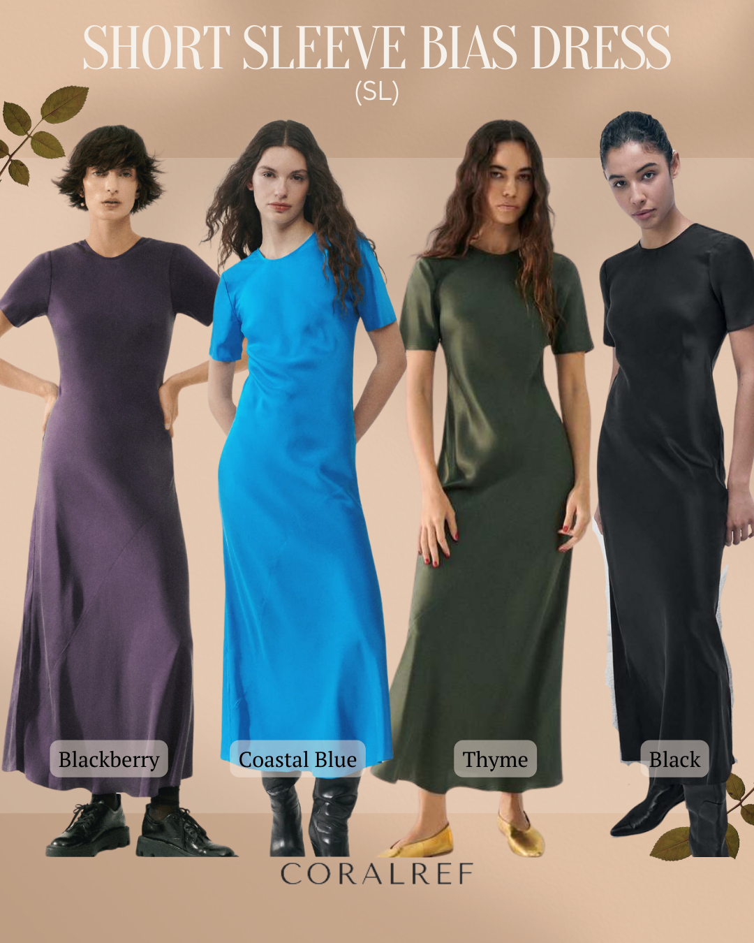 SL Short Sleeve Bias Maxi Dress