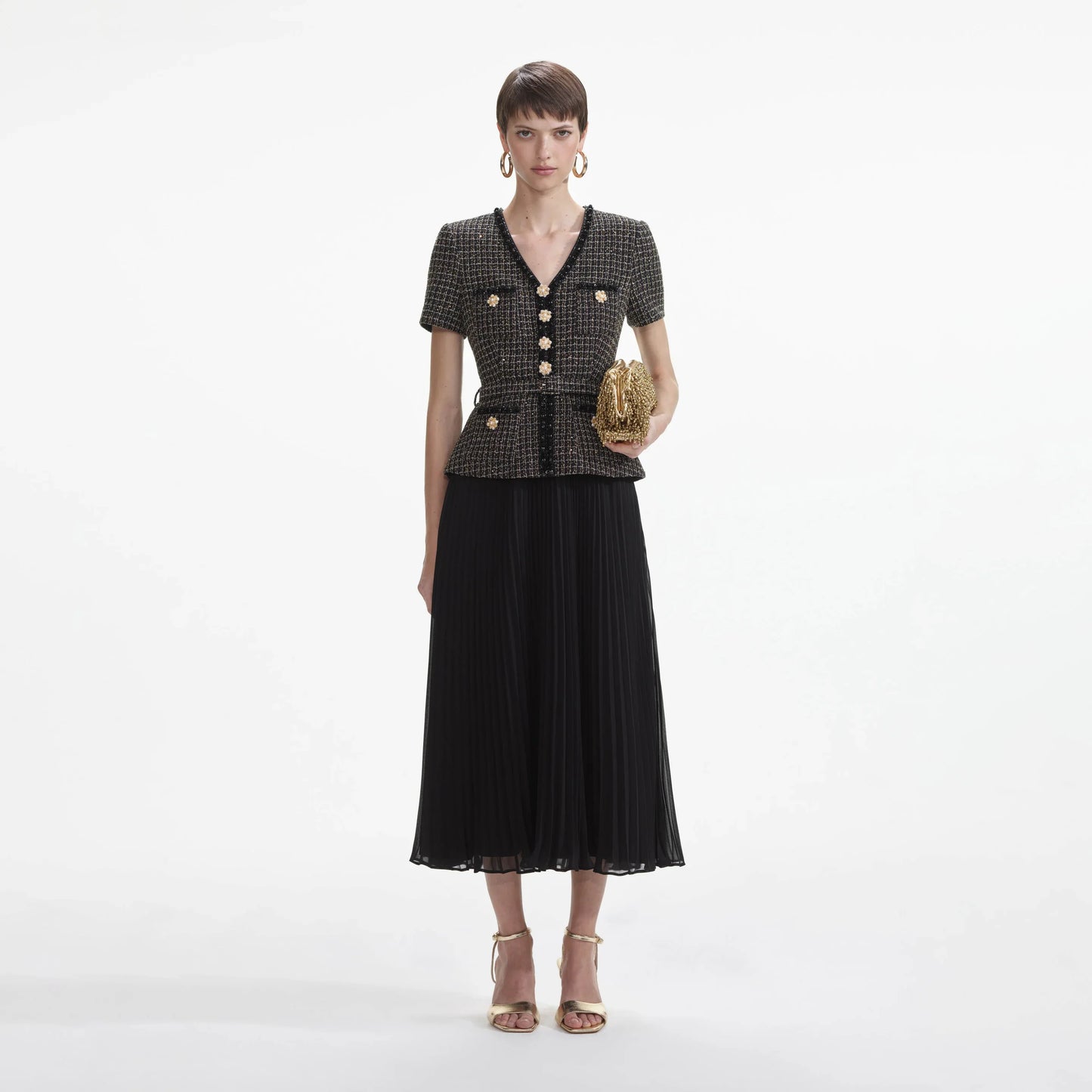 SP Boucle Chiffon Midi Dress