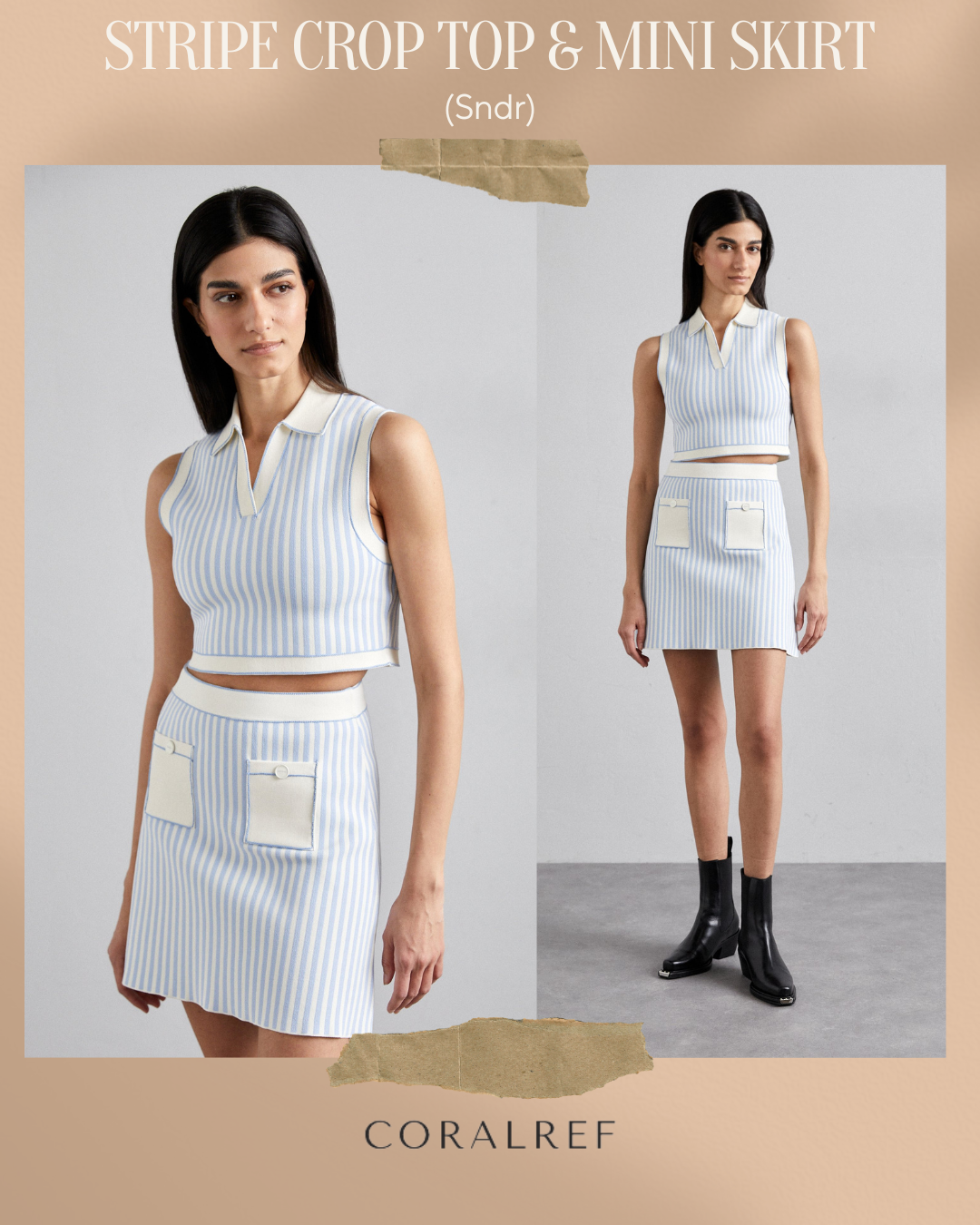 Sndr Stripe Crop Top & Mini Skirt Set