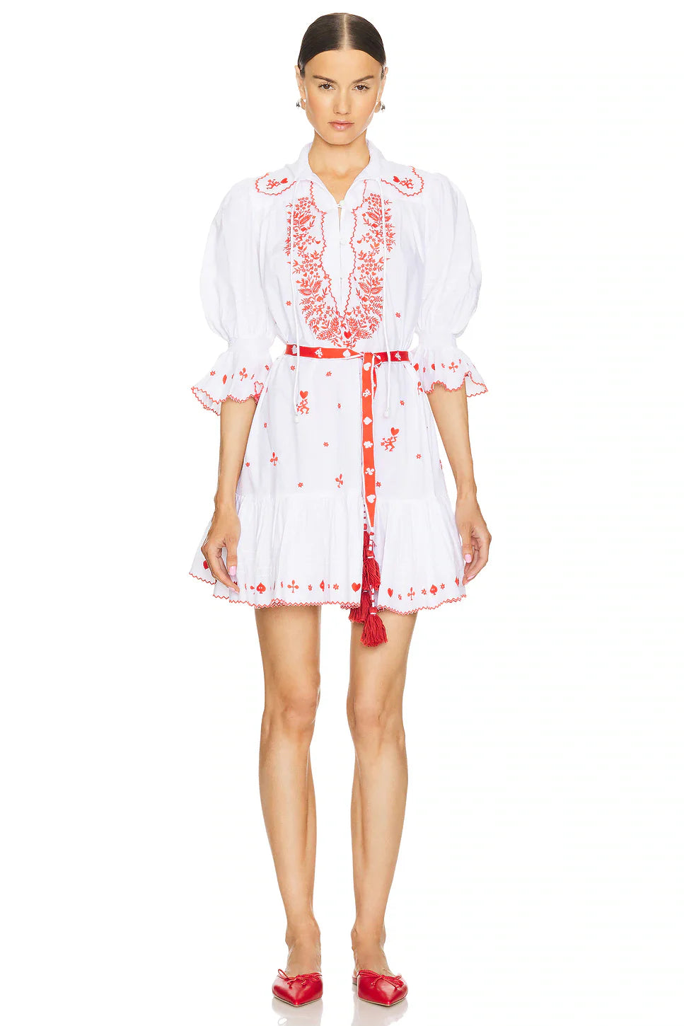 Alms Hearts Embroidered Mini Dress