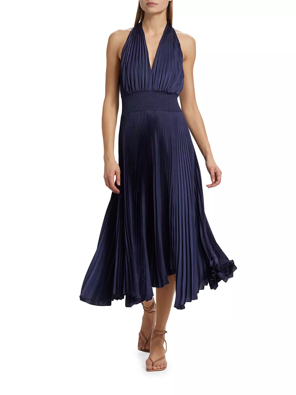 ALC Rose Satin Midi Dress