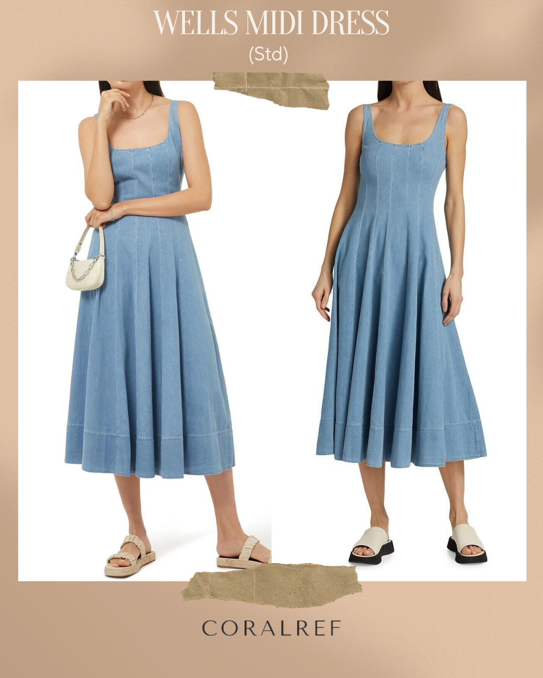 Std Wells Midi Dress - Light Wash Blue Denim