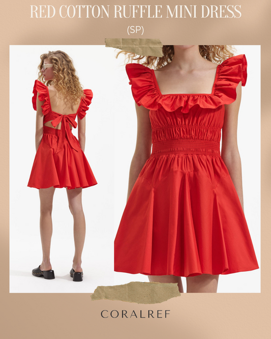 SP Red Cotton Ruffle Mini Dress