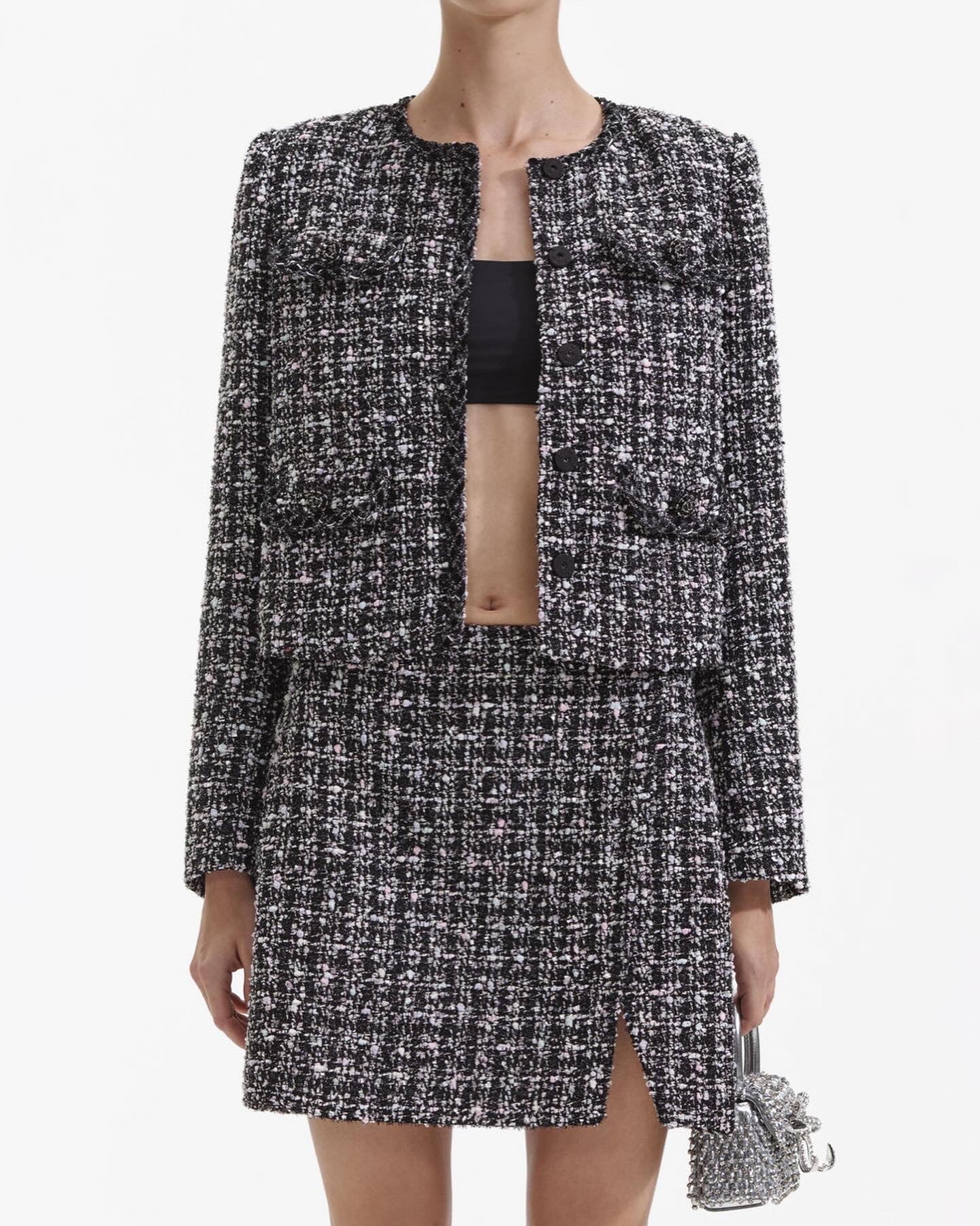 SP Black Check Boucle Jacket & Mini Skirt Set