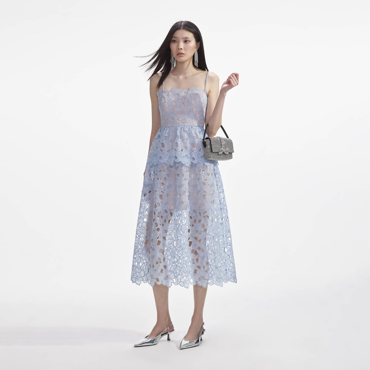 SP Blue Organza Lace Mini & Midi Dress