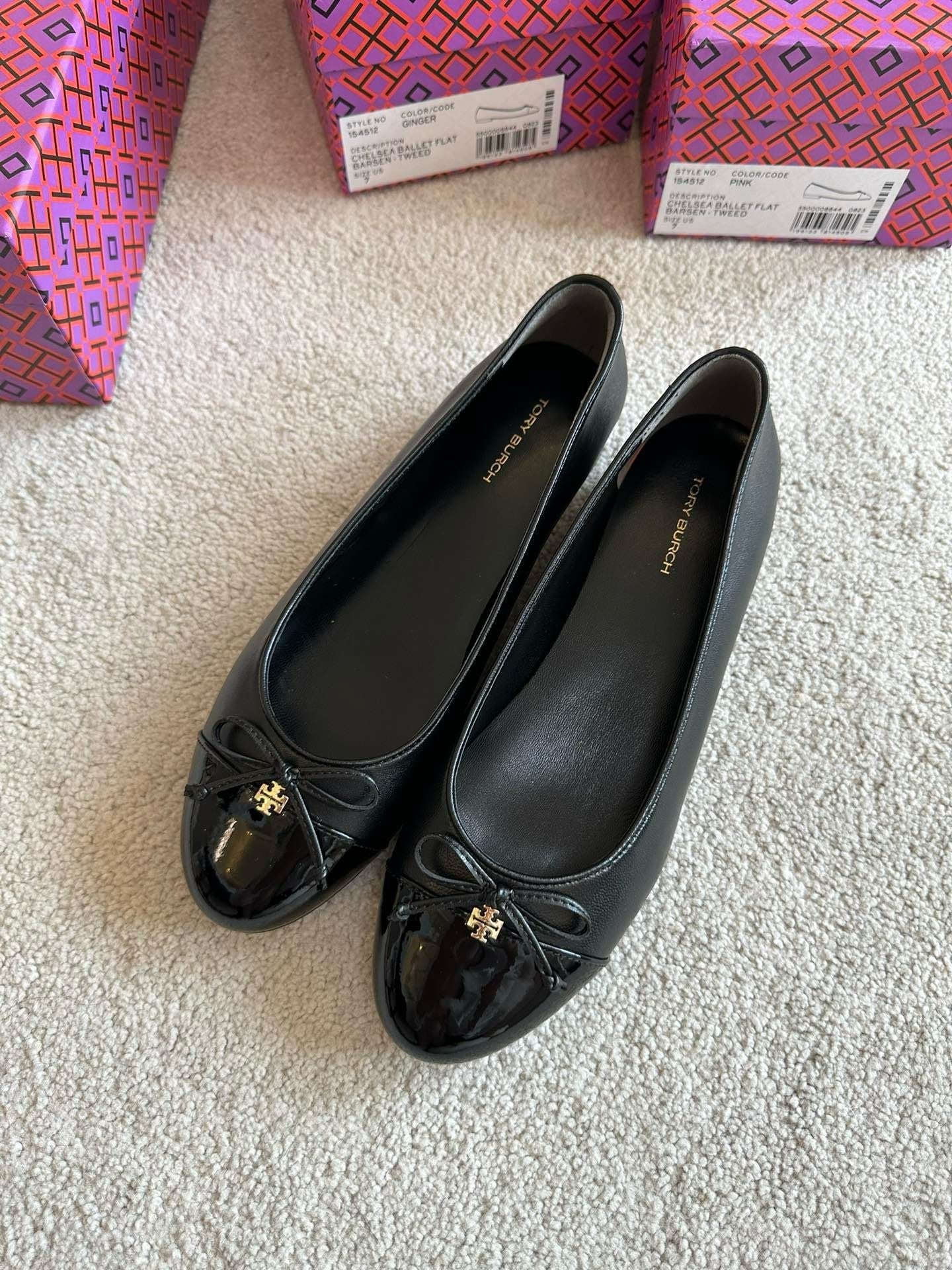 TB Leather Ballet Flats