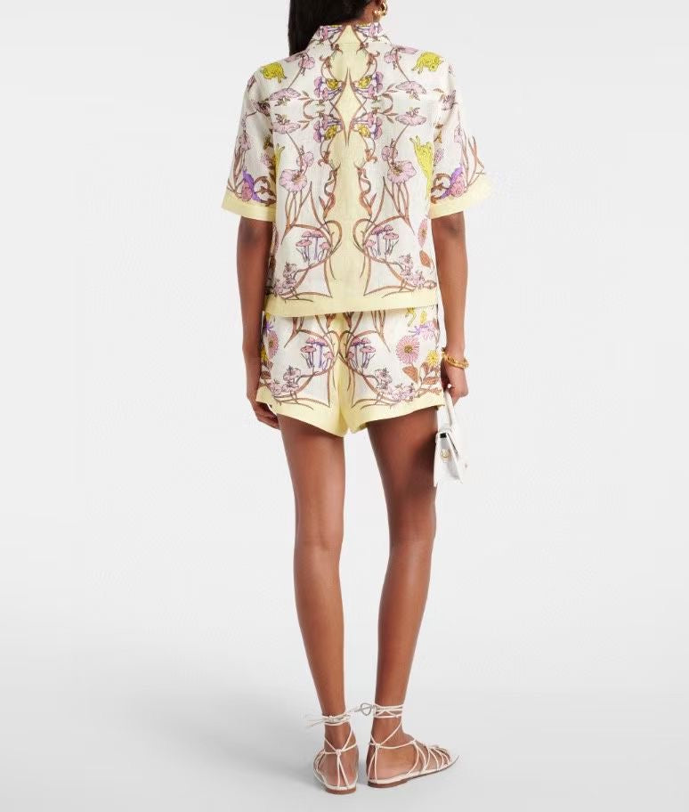 TB Printed Camp Linen Shirt & Shorts Set