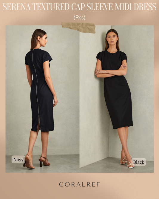 Rss Serena Textured Cap Sleeve Midi Dress