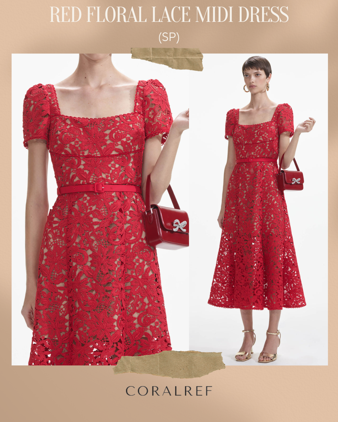 SP Red Floral Lace Midi Dress