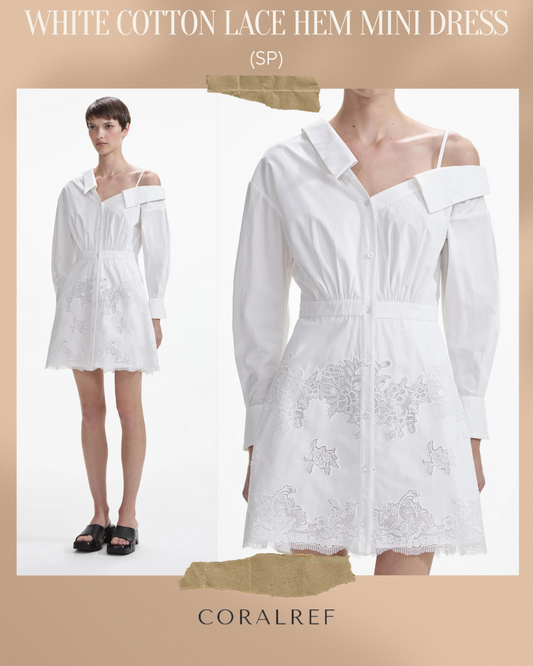 SP White Cotton Lace Hem Mini Dress