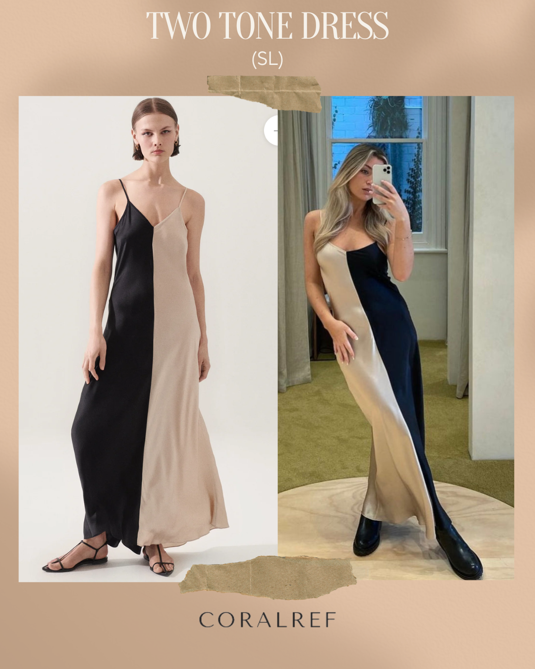 SL Two Tone Maxi Dress Black Hazelnut