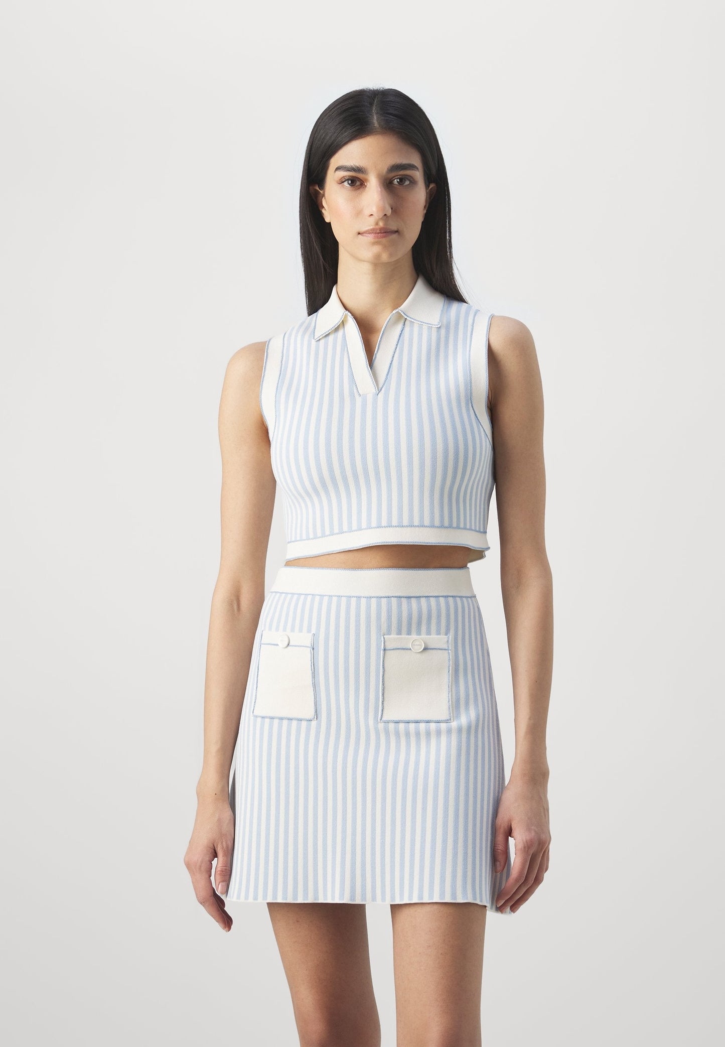 Sndr Stripe Crop Top & Mini Skirt Set