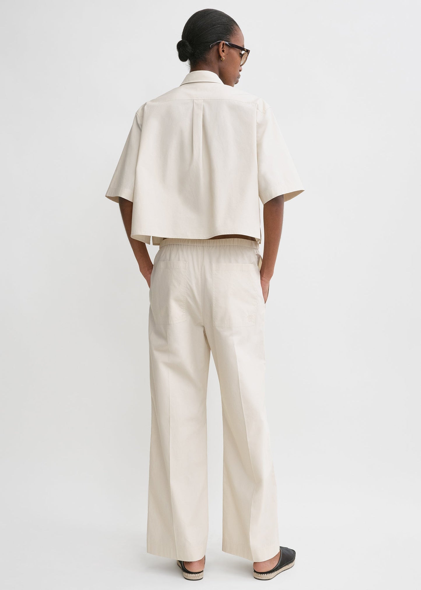 Ttm Crop Cotton Poplin Shirt & Pants Set