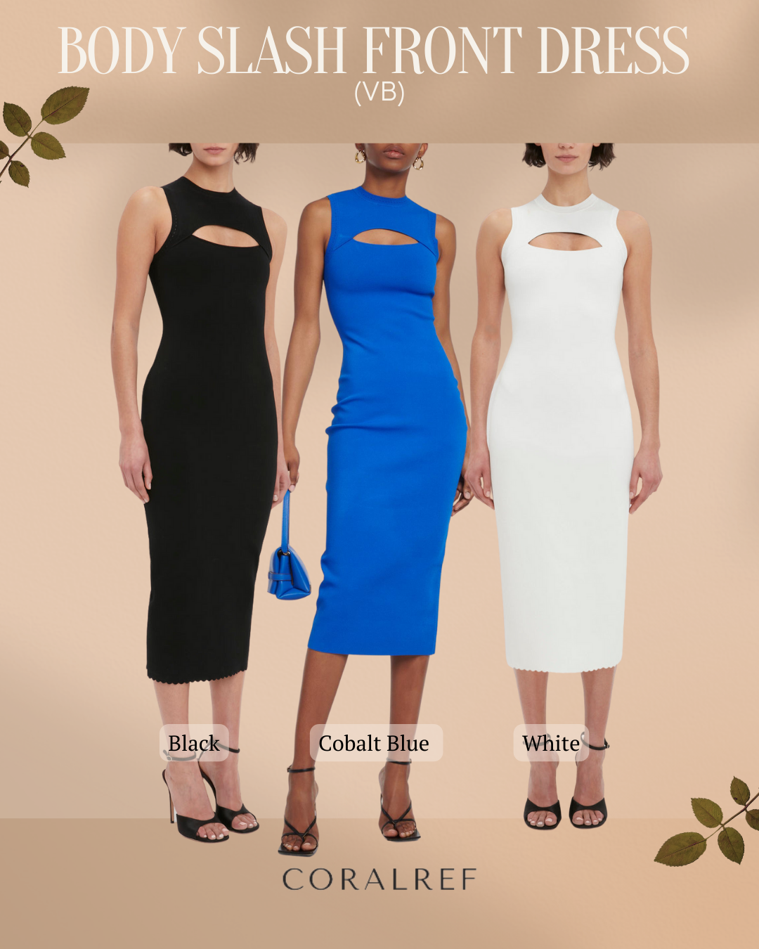 VB Body Slash Front Midi Dress