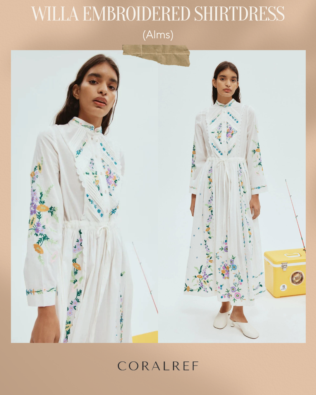 Alms Will Embroidered Midi Shirt Dress