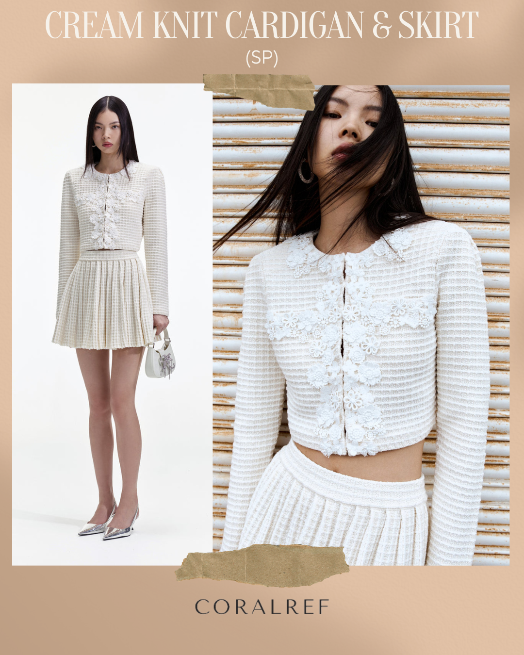 SP Cream Knit Cardigan & Mini Skirt Set