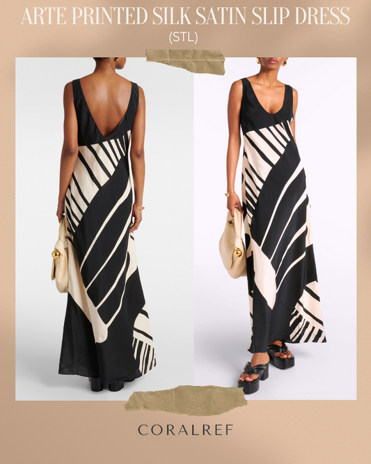 STL Arte Printed Silk Satin Maxi Dress