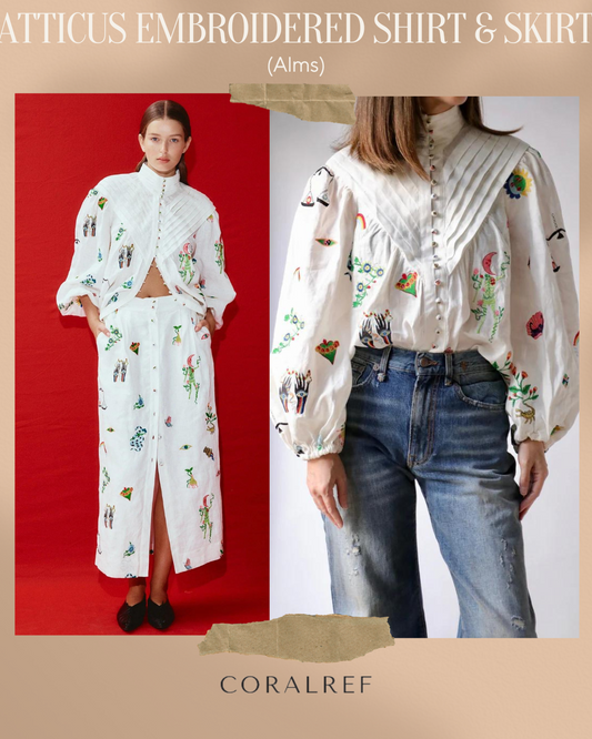 Alms Atticus Embroidered Shirt & Midi Skirt Set