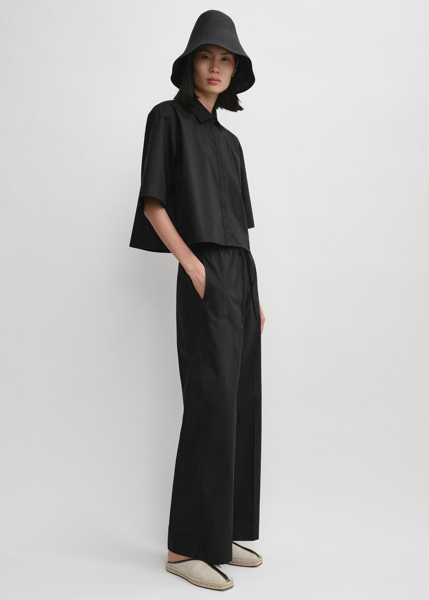 Ttm Crop Cotton Poplin Shirt & Pants Set