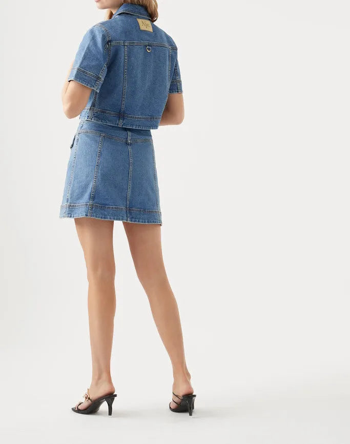 Aj Melody Denim Zip Mini Skirt