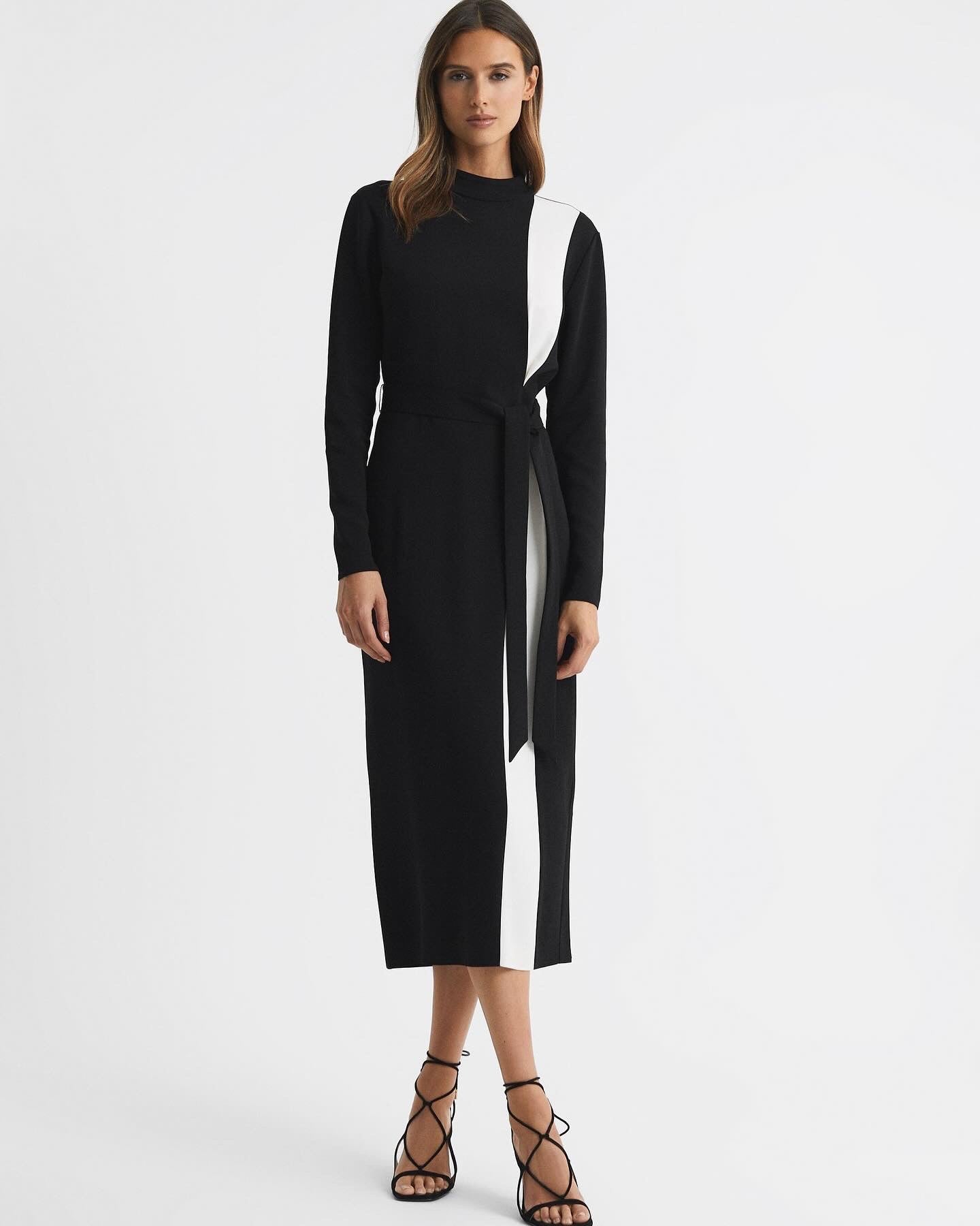 Rss Millie Contrast Belted Midi Dress