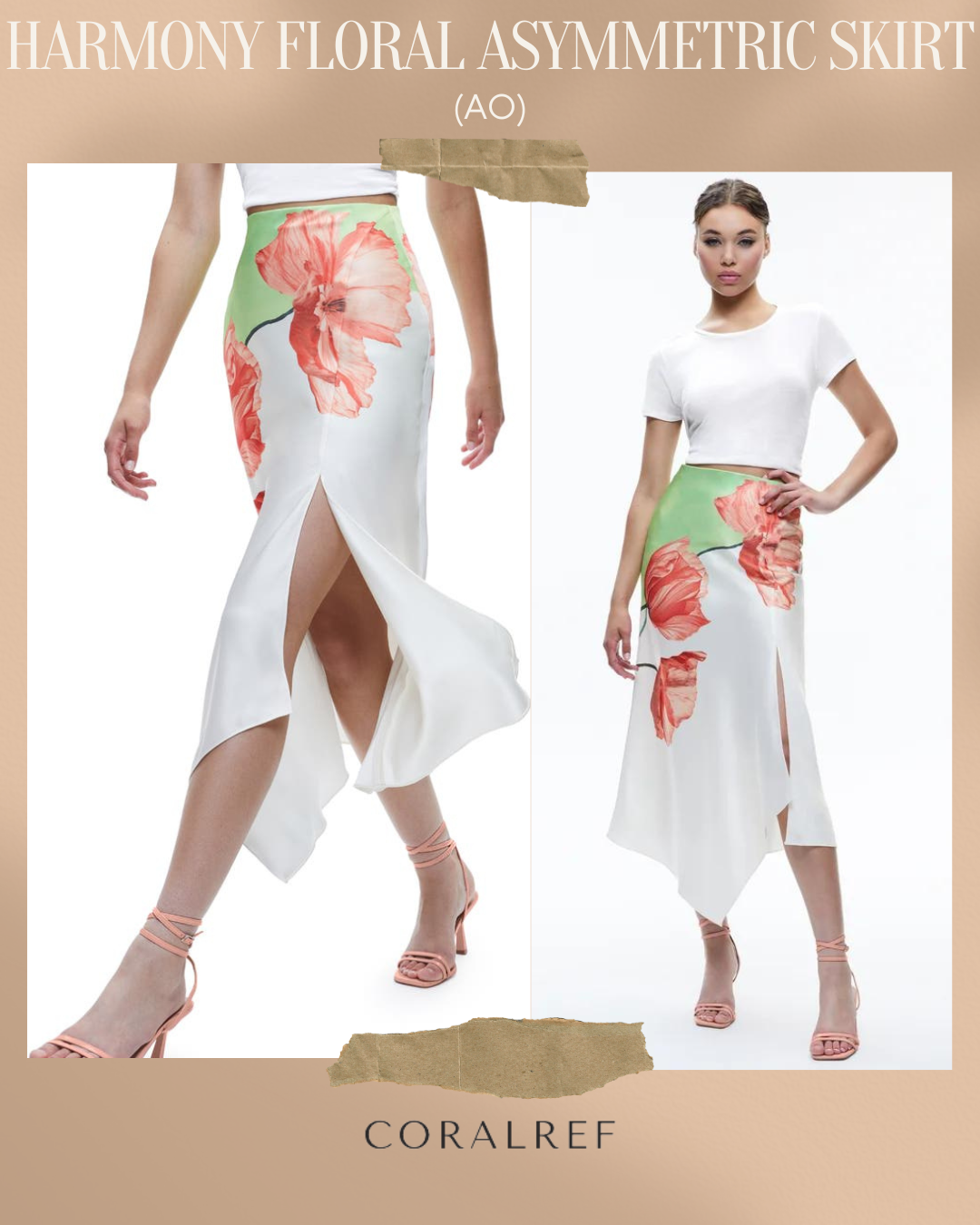 AO Harmony Floral Asymmetric Midi Skirt