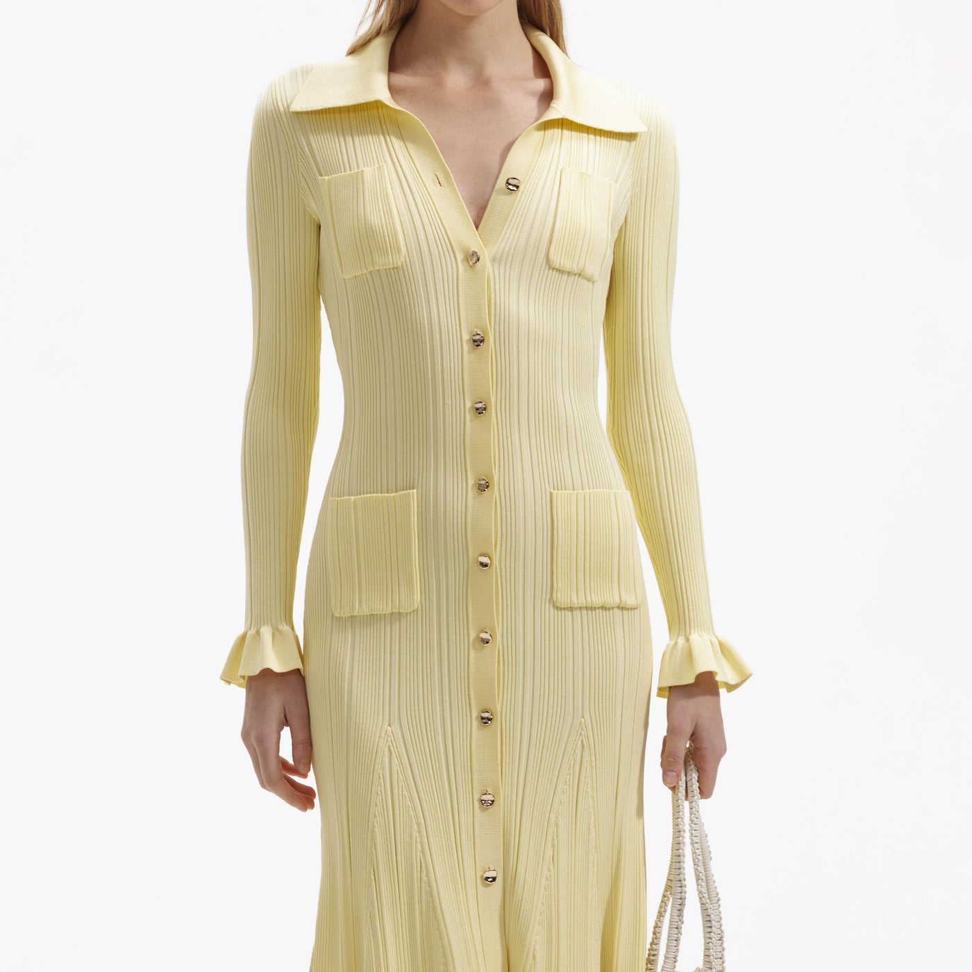 SP Yellow Ribbed Knit Midi Dress