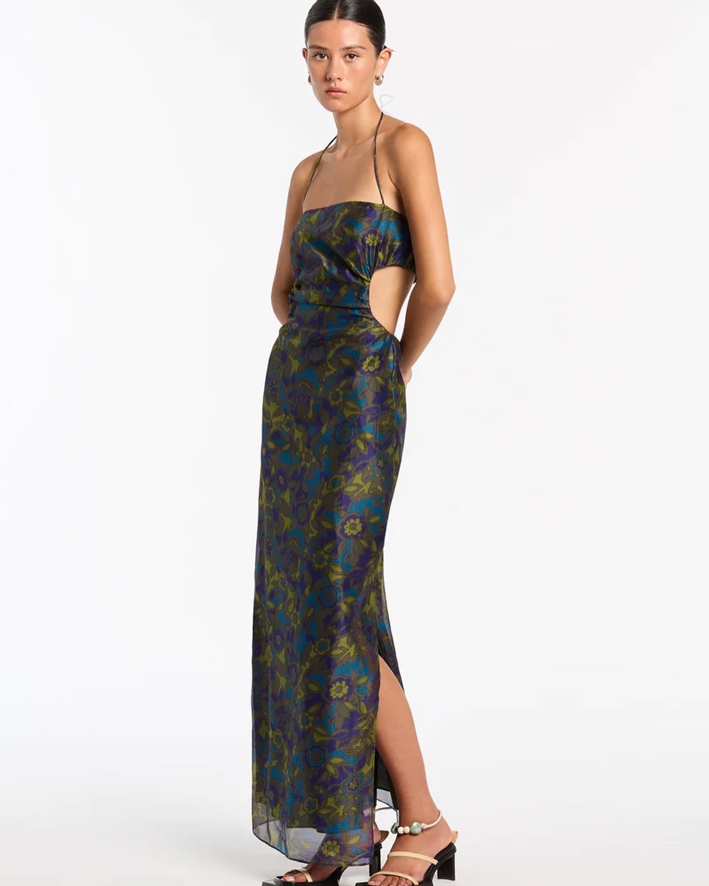 STL Valerio Tie Halter Midi Dress