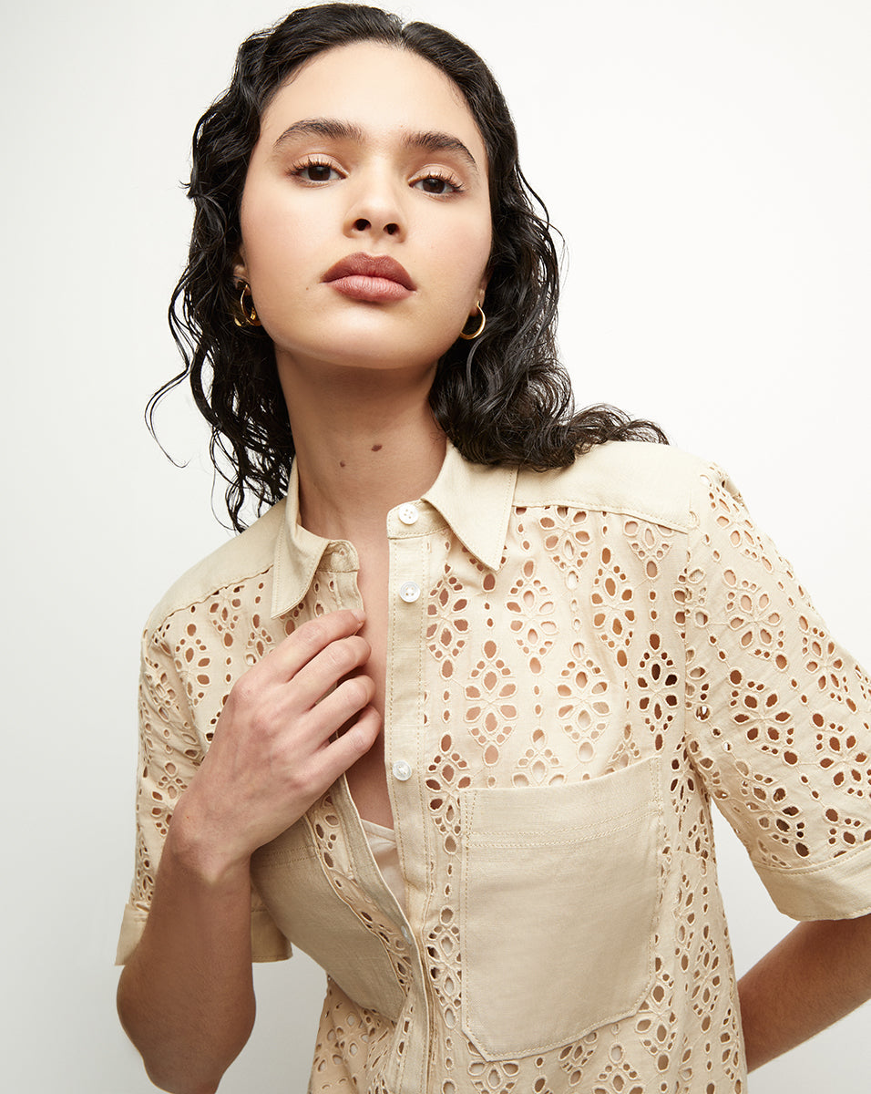 VB Rafaela Cotton Eyelet Mini Shirtdress