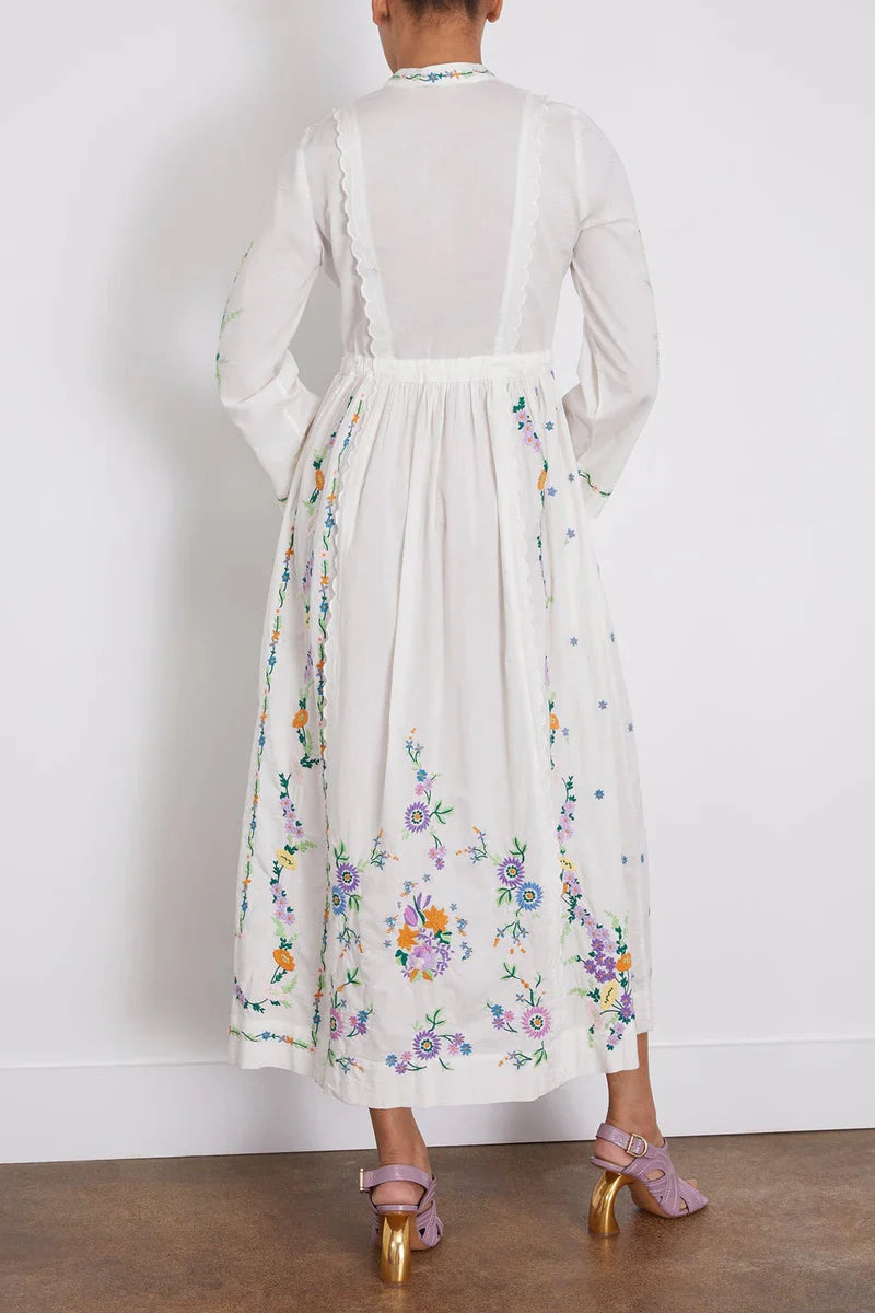 Alms Will Embroidered Midi Shirt Dress