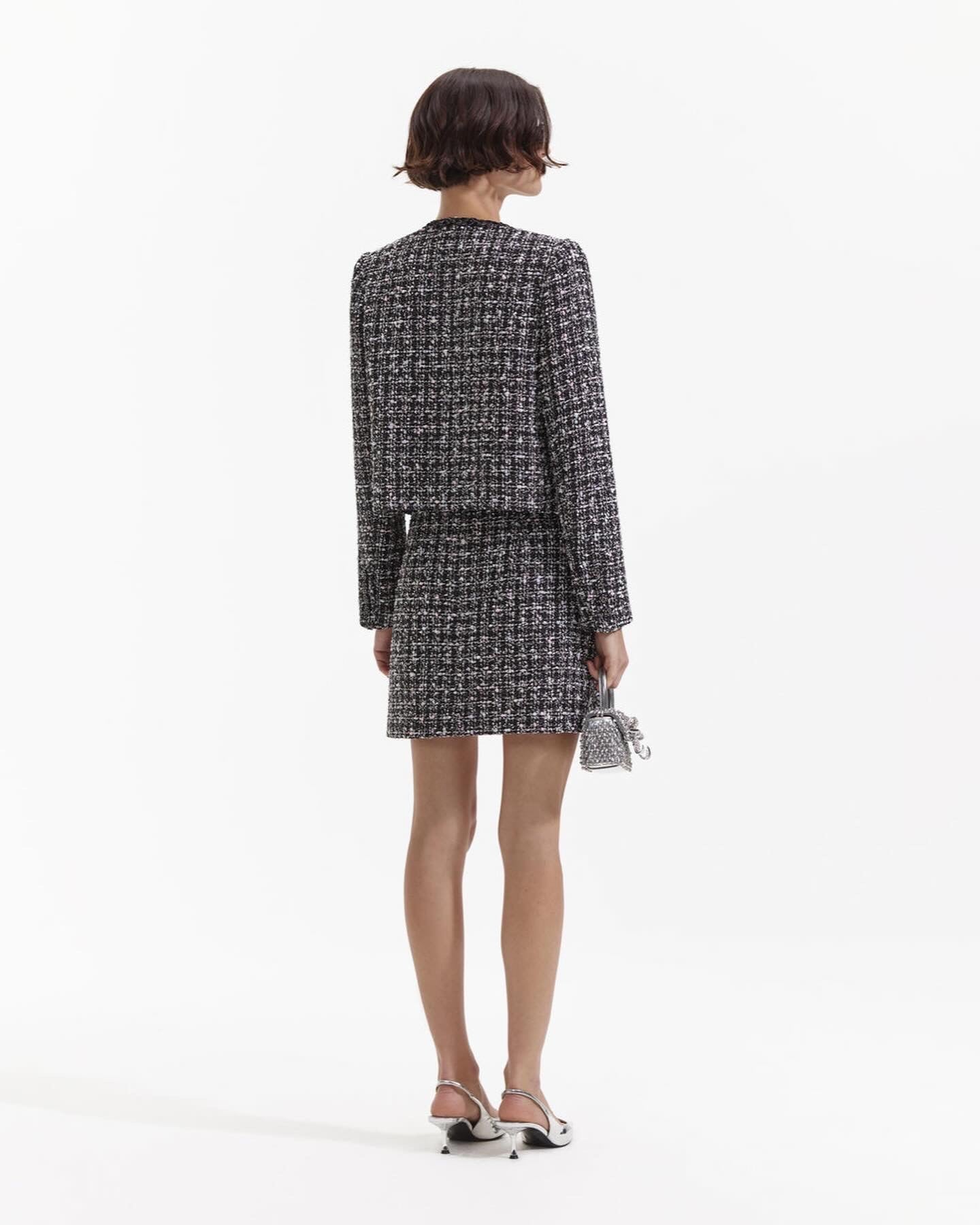 SP Black Check Boucle Jacket & Mini Skirt Set