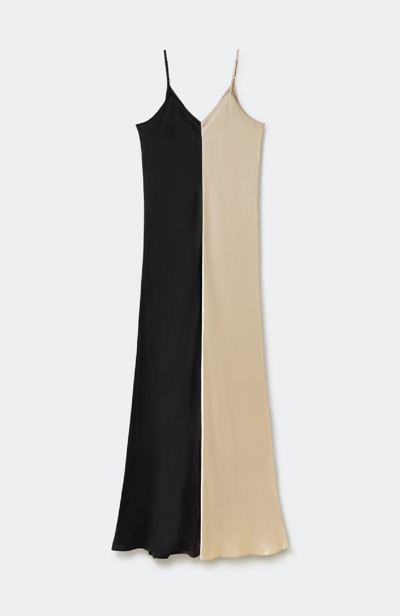 SL Two Tone Maxi Dress Black Hazelnut