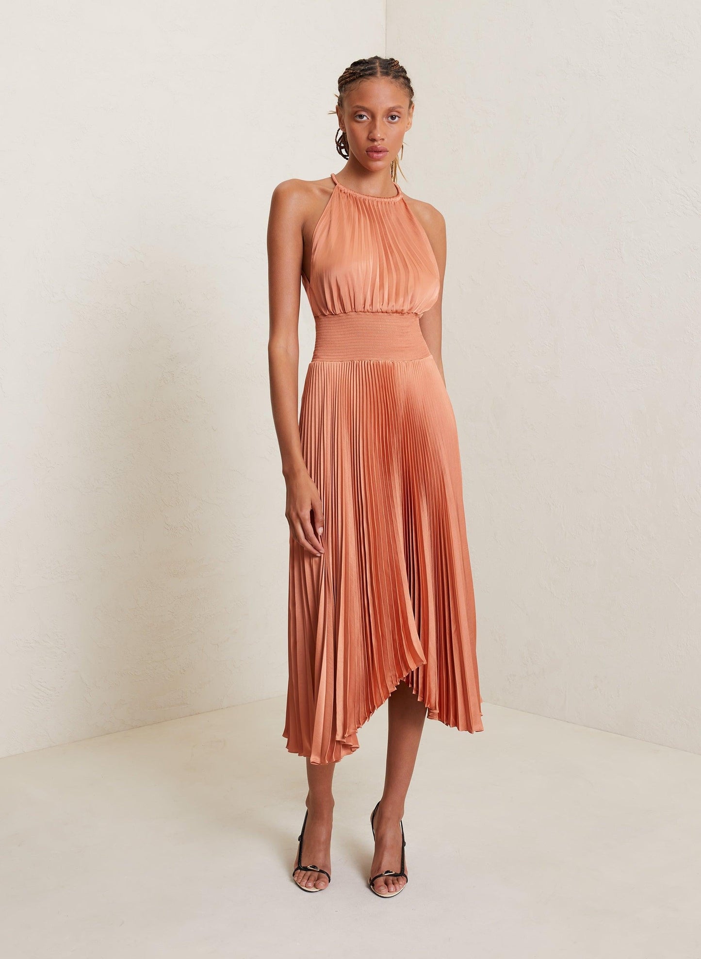 ALC Renzo II Satin Pleated Midi Dress