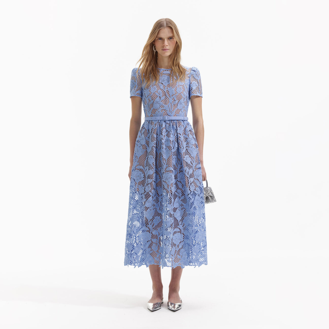 SP Blue Lily Lace Midi Dress