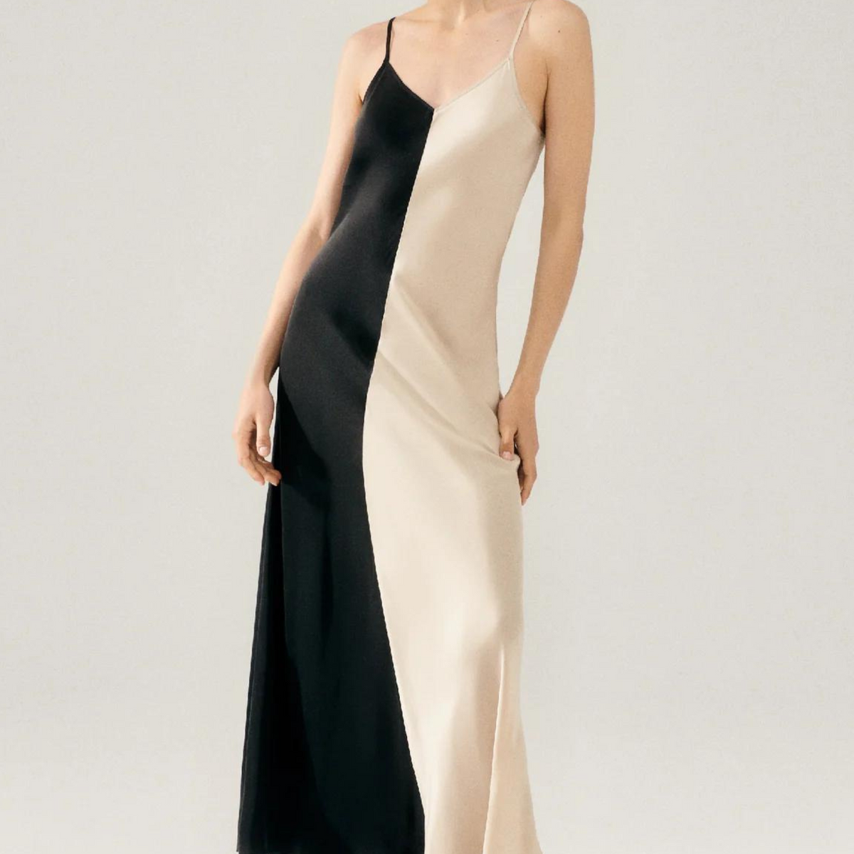 SL Two Tone Maxi Dress Black Hazelnut