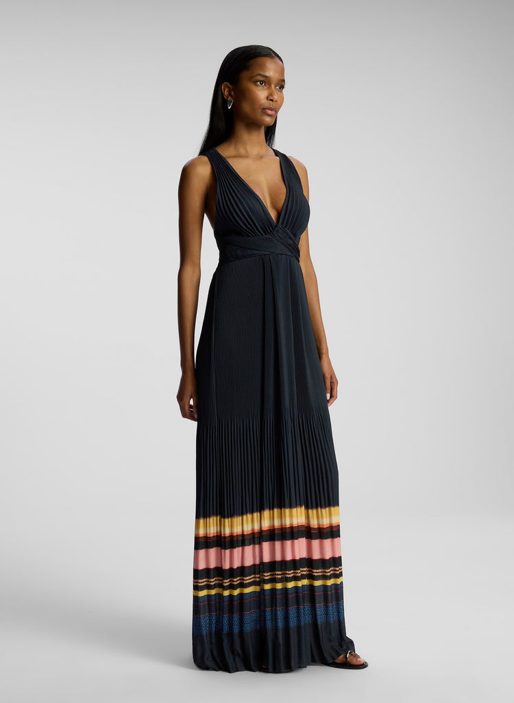 ALC Everly Pleated Maxi Gown Dress