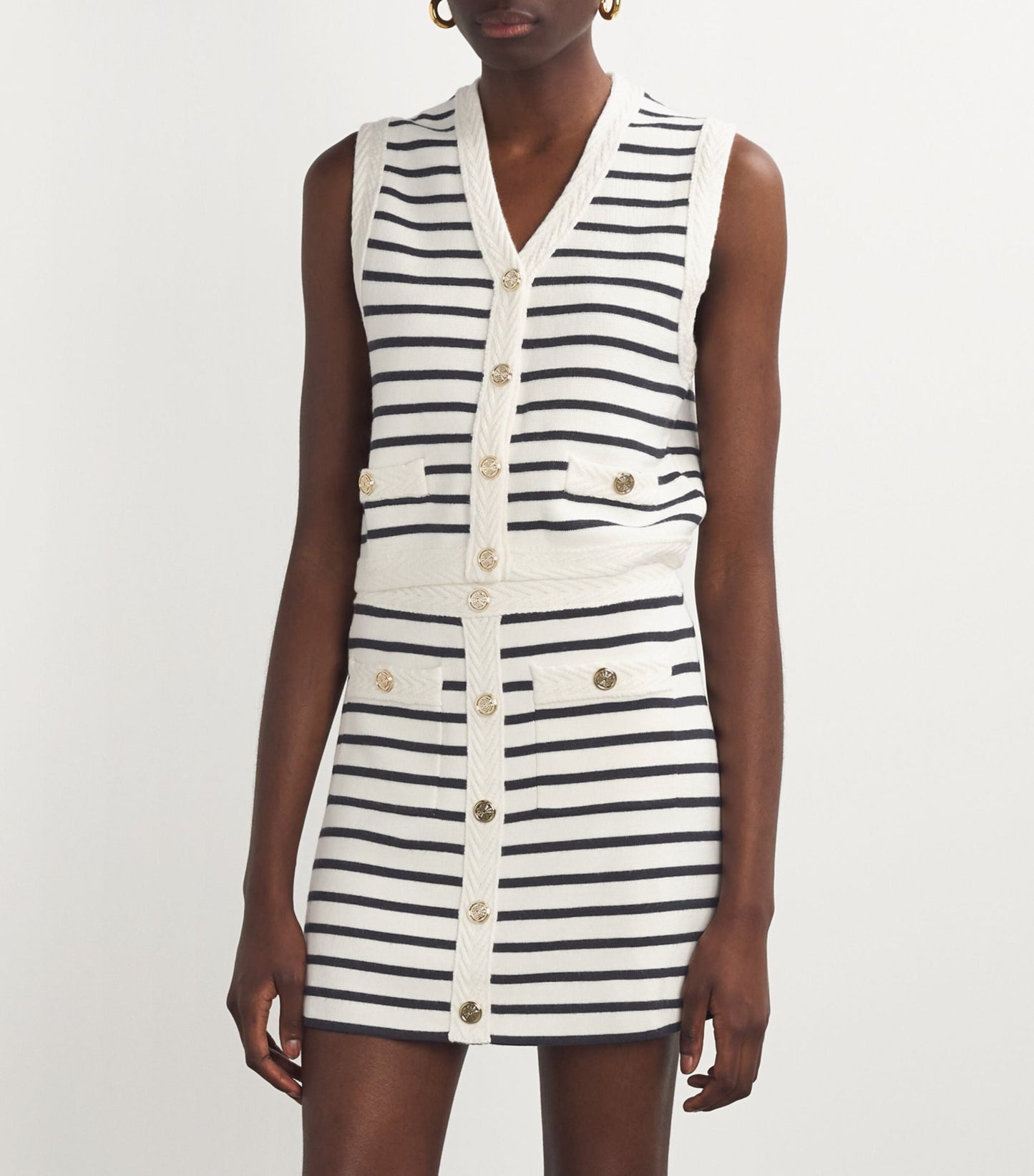 Mj Striped Knit Vest Top & Mini Skirt Set