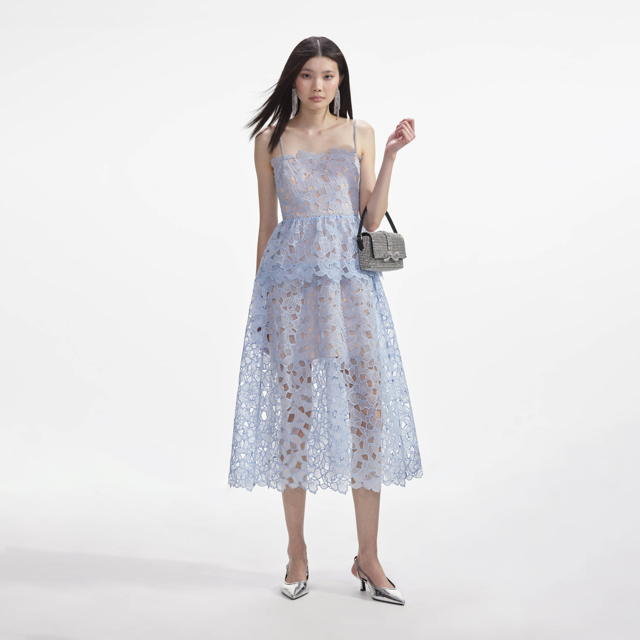 SP Blue Organza Lace Mini & Midi Dress