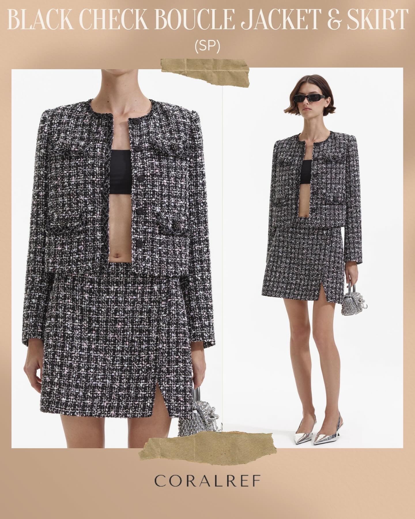 SP Black Check Boucle Jacket & Mini Skirt Set