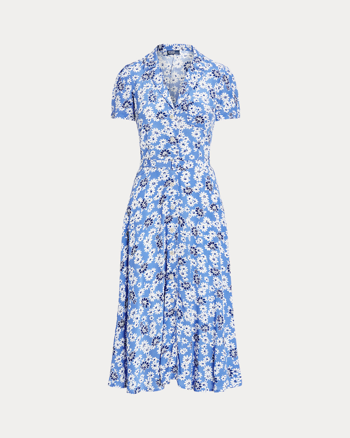 RL Floral Crepe Short Sleeve Midi Dress