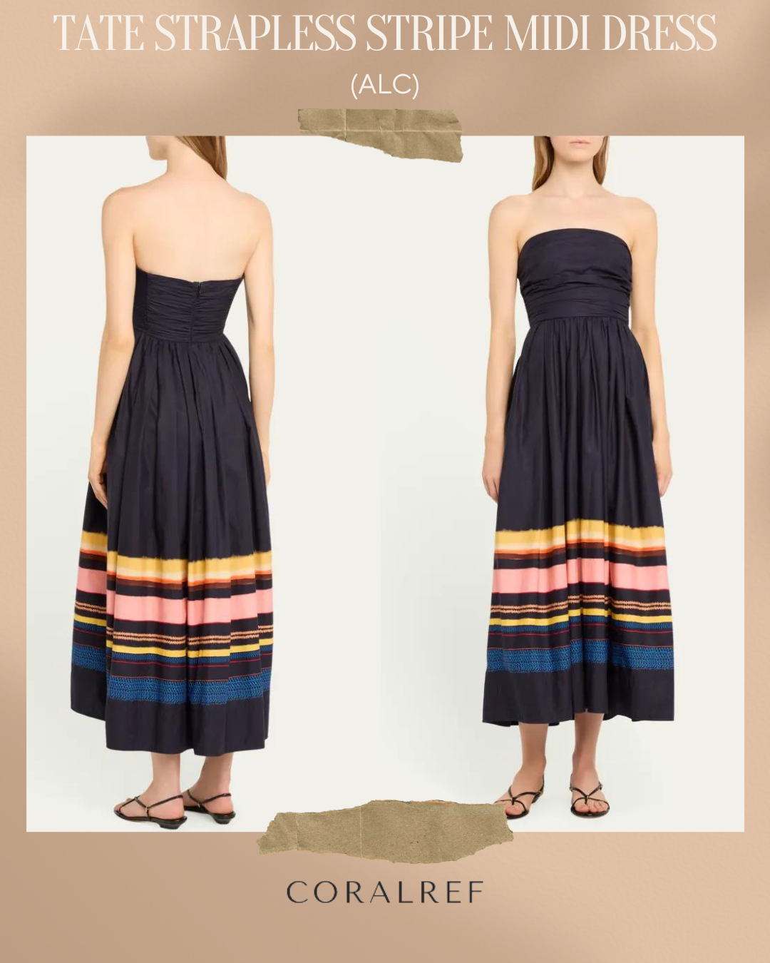 ALC Tate Strapless Stripe Midi Dress