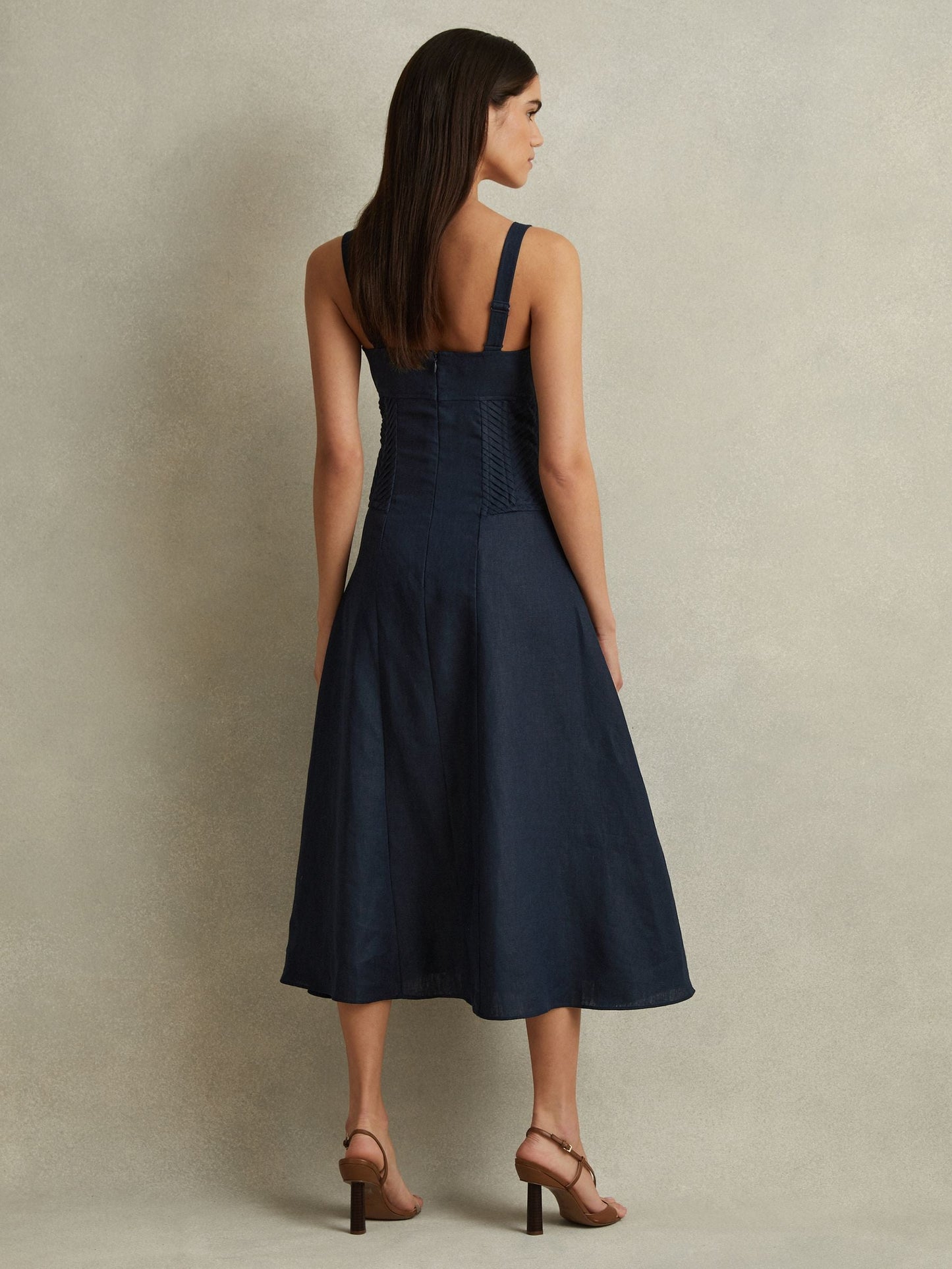 Rss Etta Linen Corset Midi Dress