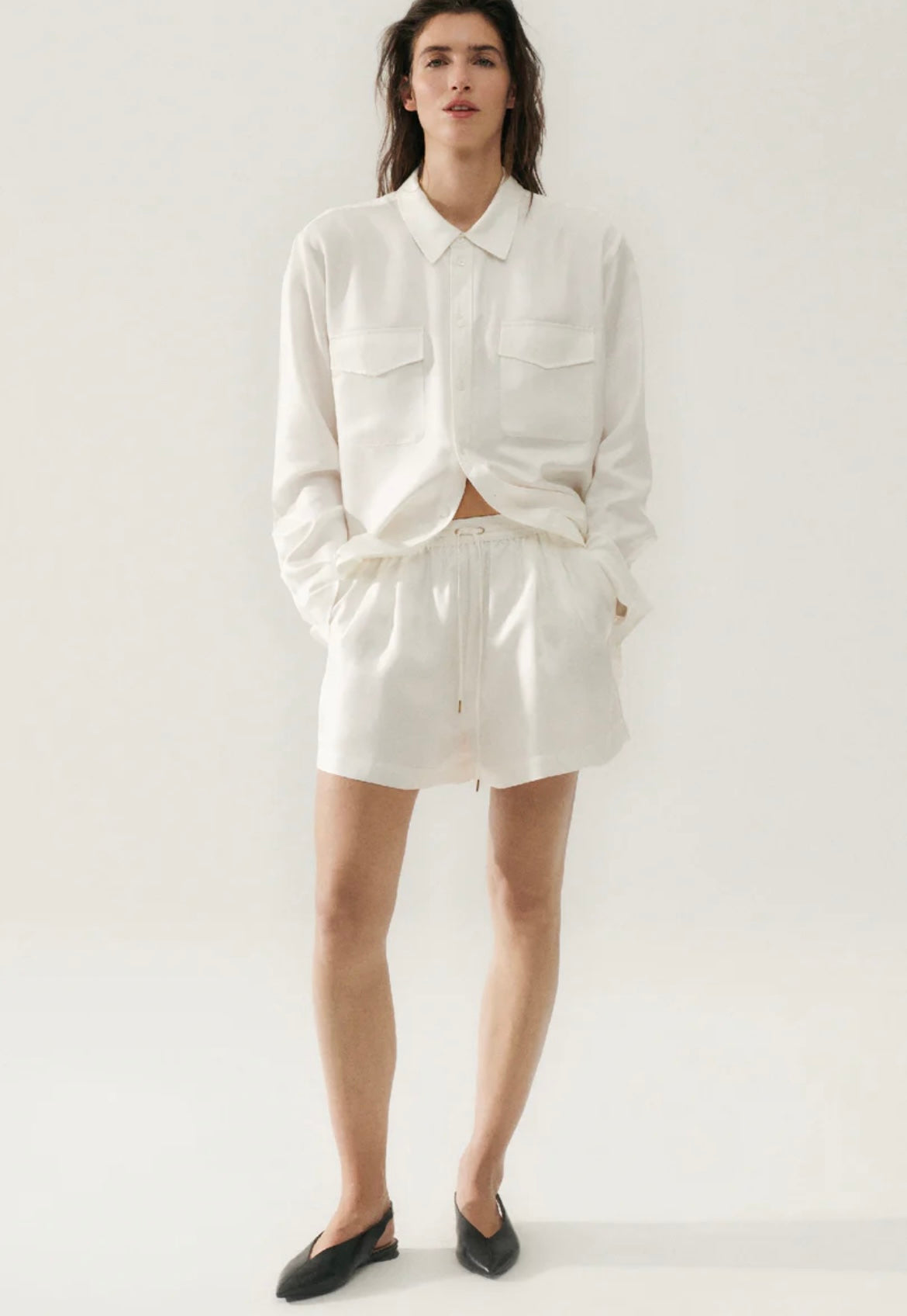 SL Silk Twill Boyfriend Shirt