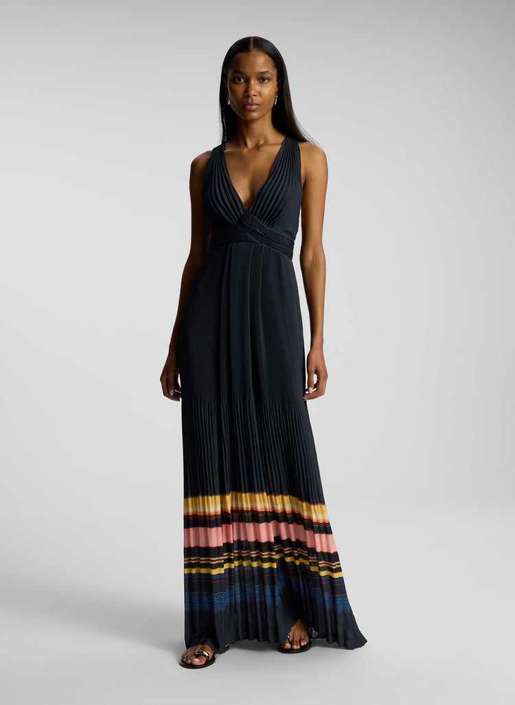 ALC Everly Pleated Maxi Gown Dress