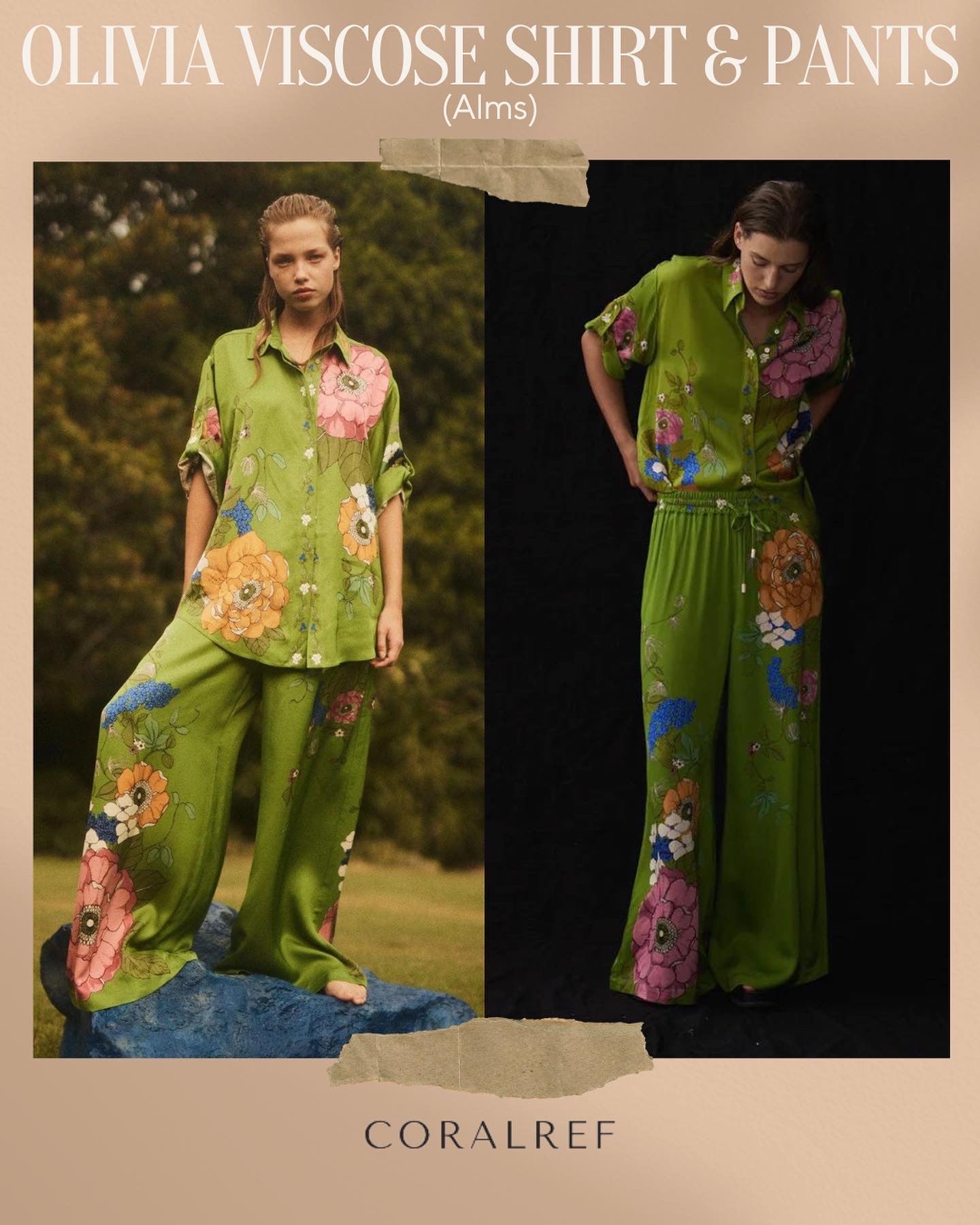 Alms Olivia Viscose Shirt & Pants Set