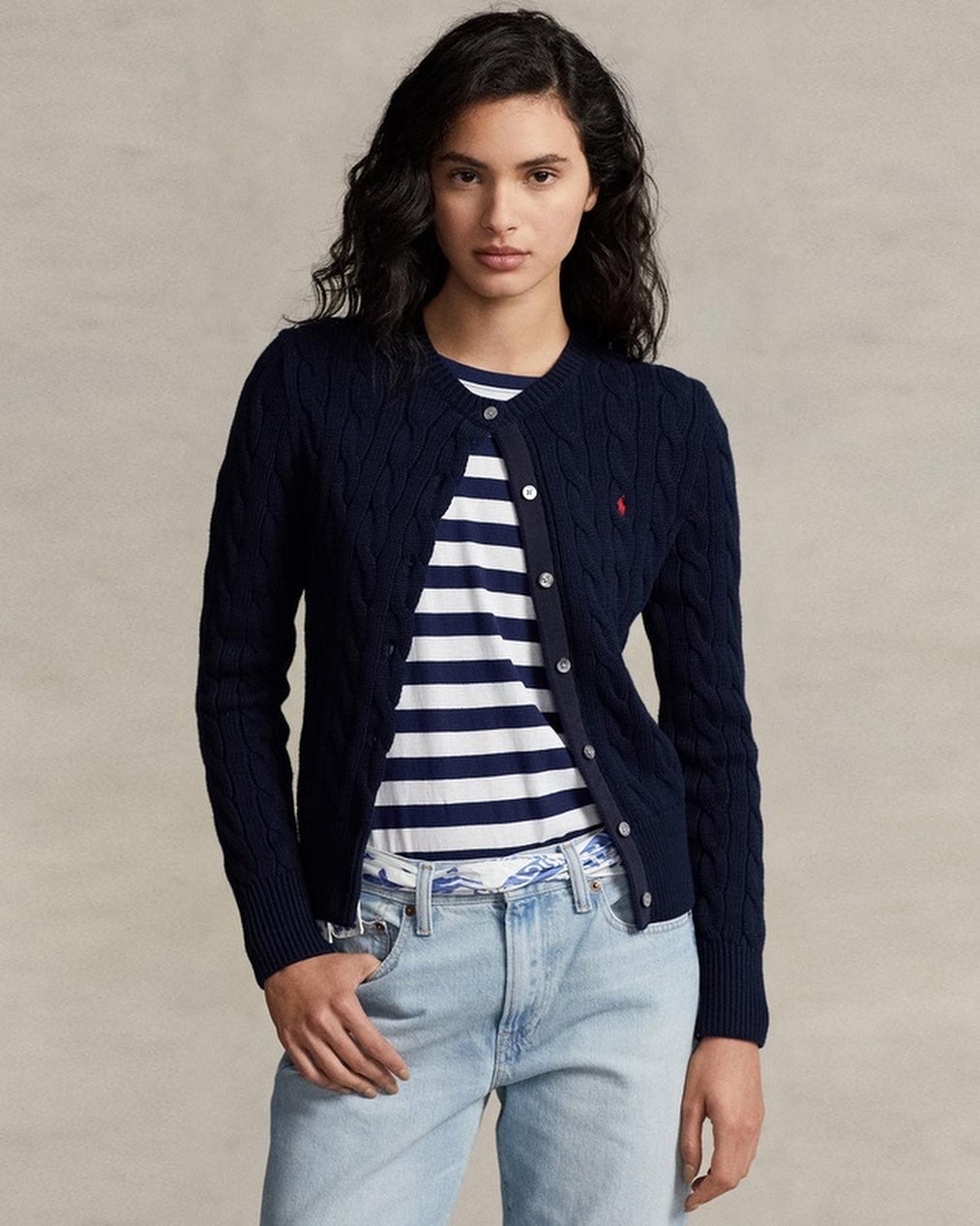 RL Knit Crewneck Cardigan