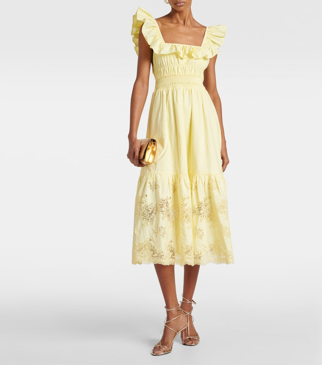 SP Yellow Cotton Midi Dress